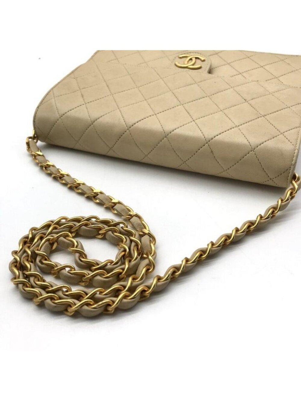 Chanel Quilted Shoulder Bag Chain Gold Beige - Picture 7 of 10